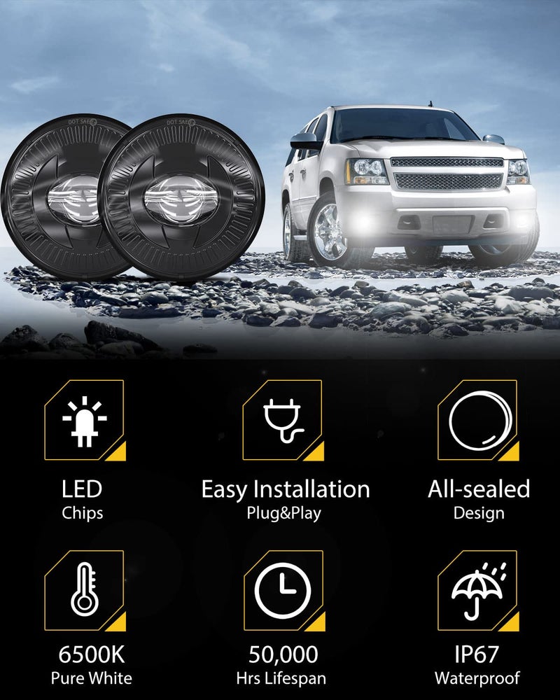 BICYACO Led Fog Lights 5202 Compatible with 07-14 Suburban/Tahoe/07-13 Avalanche/10-13 Camaro/15-16 Colorado/15 Silverado/GMC Acadia/Yukon/XL/Ford Mustang/08-09 Pontiac G8-1 Pair Black - Image 5